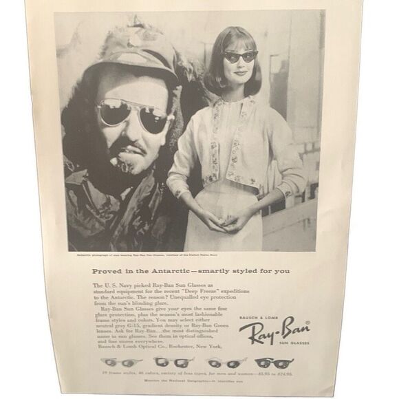 Vintage 1959 Ray Ban Proves in the Antarctic Ad Advertisement - Picture 2 of 4